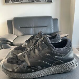 スニーカー BOSS Nylon sneakers with suede inserts BOSS - Padded nylon trainers with suede trims - Dark Blue